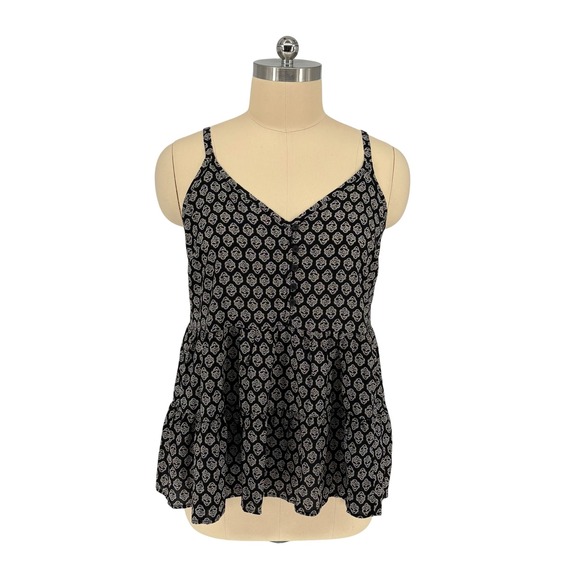 torrid Tops - Torrid Peplum Camisole Black White Medallion Print Tiered Size 2